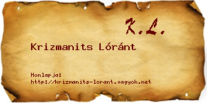 Krizmanits Lóránt névjegykártya